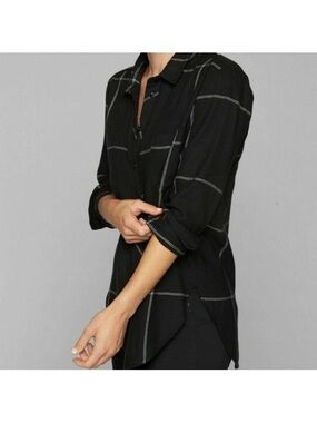 Athleta soft Black Windowpane Button-Down Shirt
